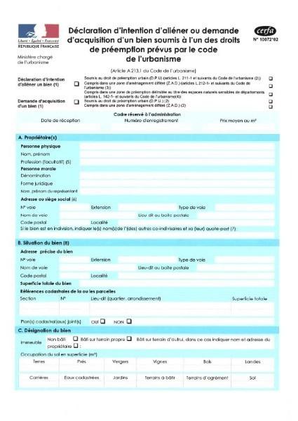 Procédure de droit de préemption